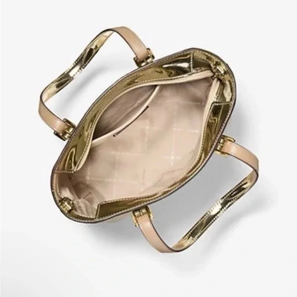 NWT Michael Kors Gold Logo Tote Crossbody Bag - Picture 3 of 6